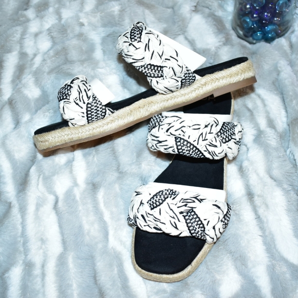 BP BLACK NATURAL BRAIDED SLIDE SANDAL NIB - Picture 4 of 8